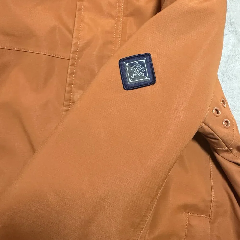 Joules Penbridge Waterproof Parka Boys Hooded Winter Coat Orange Navy Size 9Y